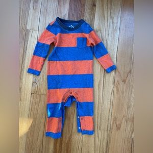 Primary baby lightweight romper, orange and blue, 6-12M